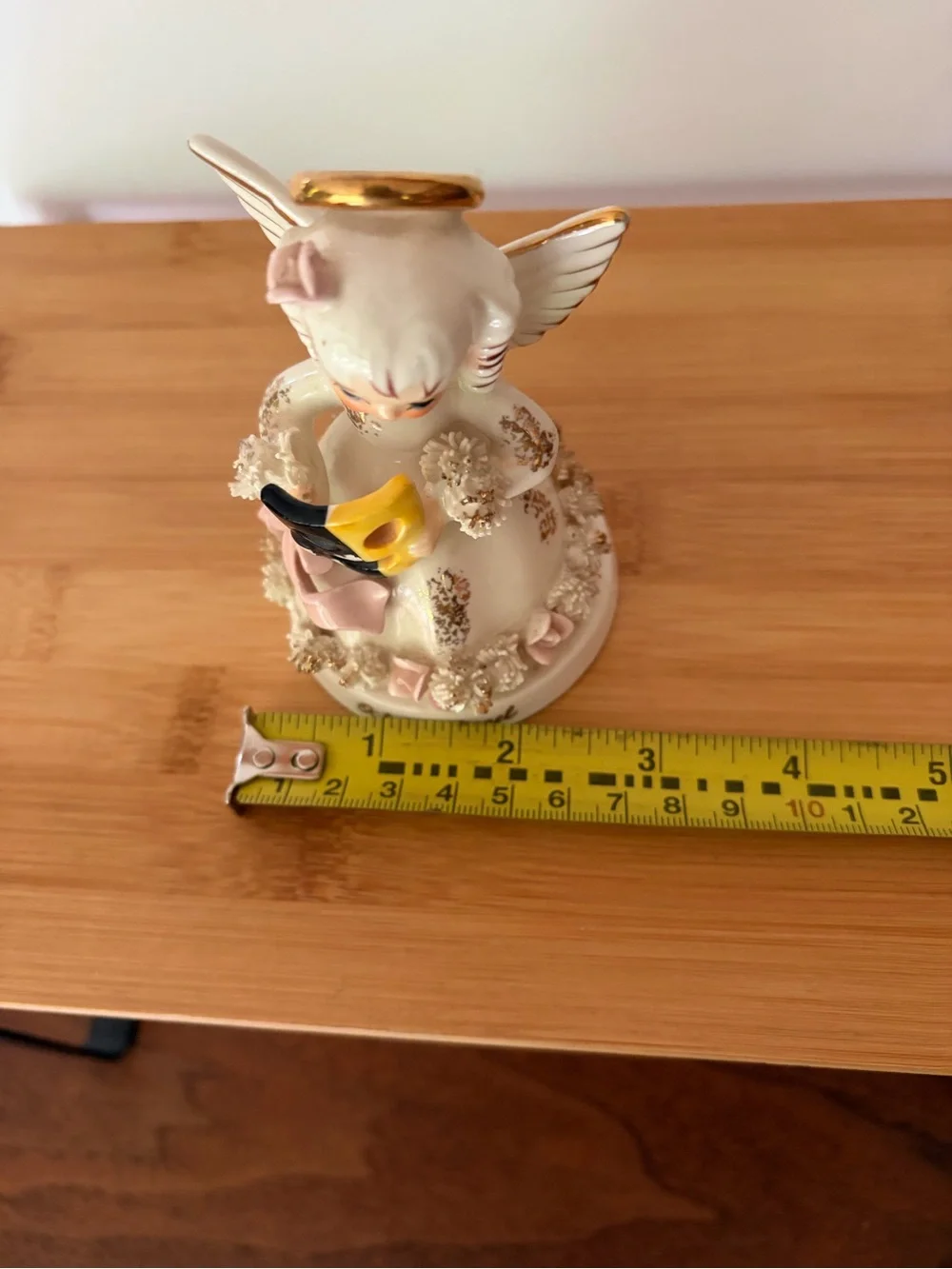 Vintage Napco October Angel Figurine. White & Pink Made in Japan MCM 50s